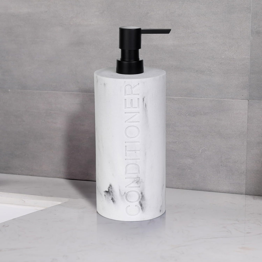 Conditioner Dispenser – Luxurious Refillable Pump Bottle with Embossed Text, Durable Construction