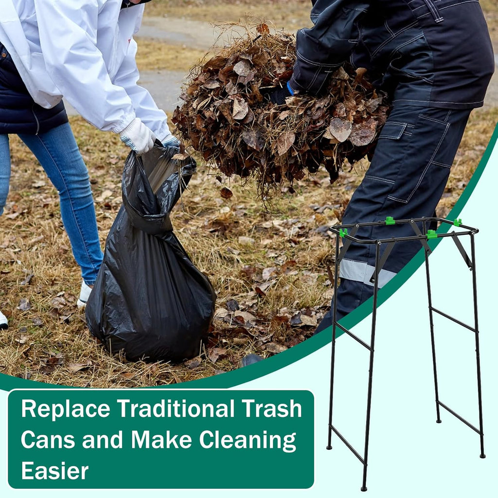Foldable Trash Bag Holder Stand, Garden Garbage Bag Holder Frame Holds 30-55 Gallon Bags, Portable