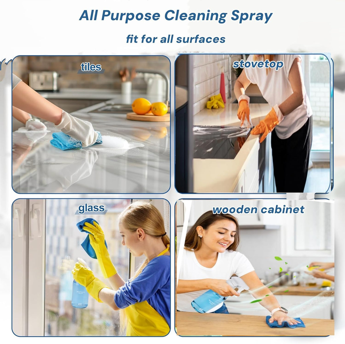 All Purpose Cleaning Tablet Kit with Reusable Glass Spray Bottle - Multipurpose Cleaner Spray