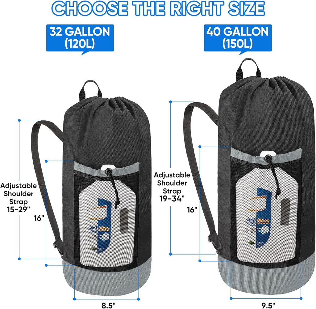 BALEINE 120L Laundry Bag Backpack, 900D Oxford Fabric Large Travel Laundry Bags with Shoulder