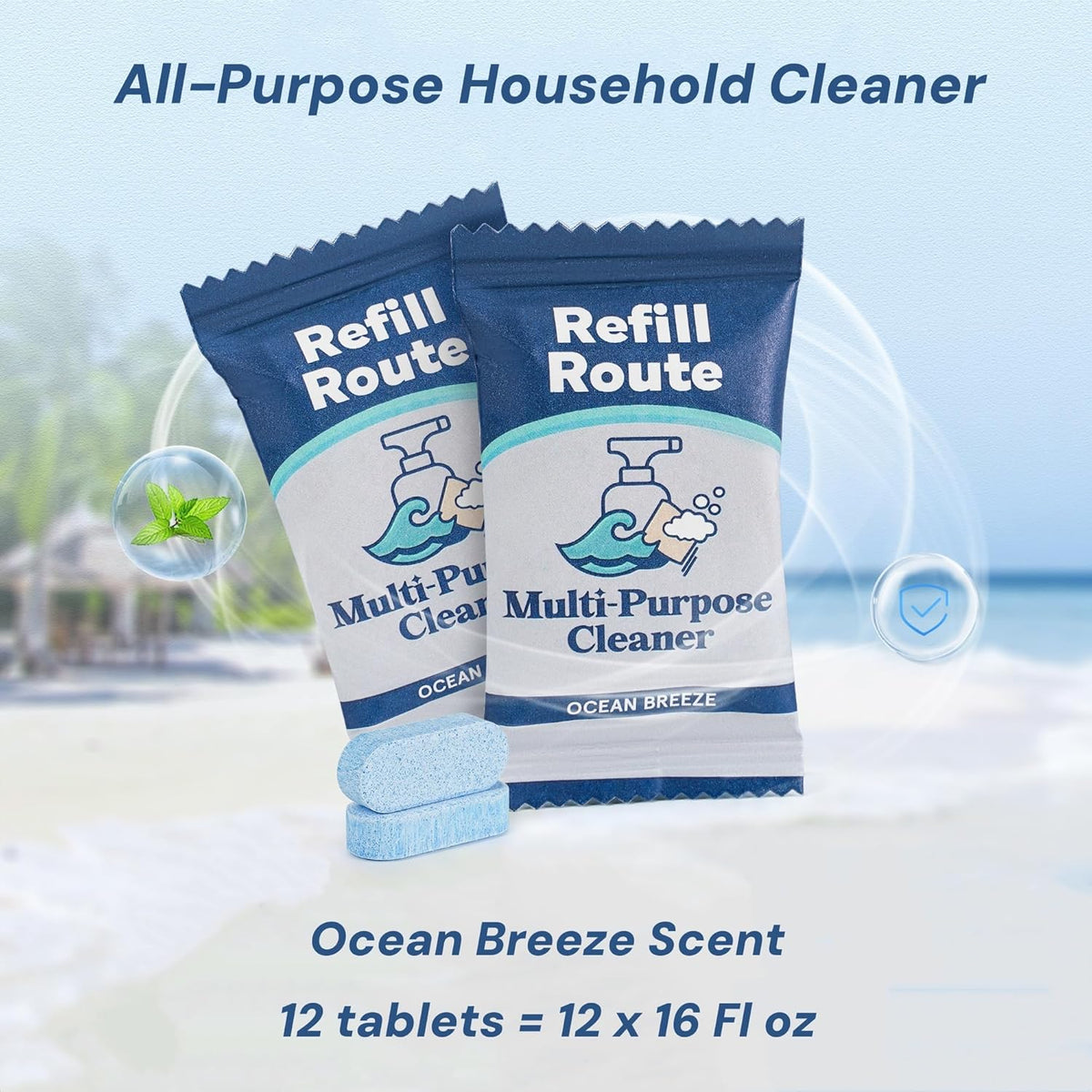All Purpose Cleaning Tablet Kit with Reusable Glass Spray Bottle - Multipurpose Cleaner Spray