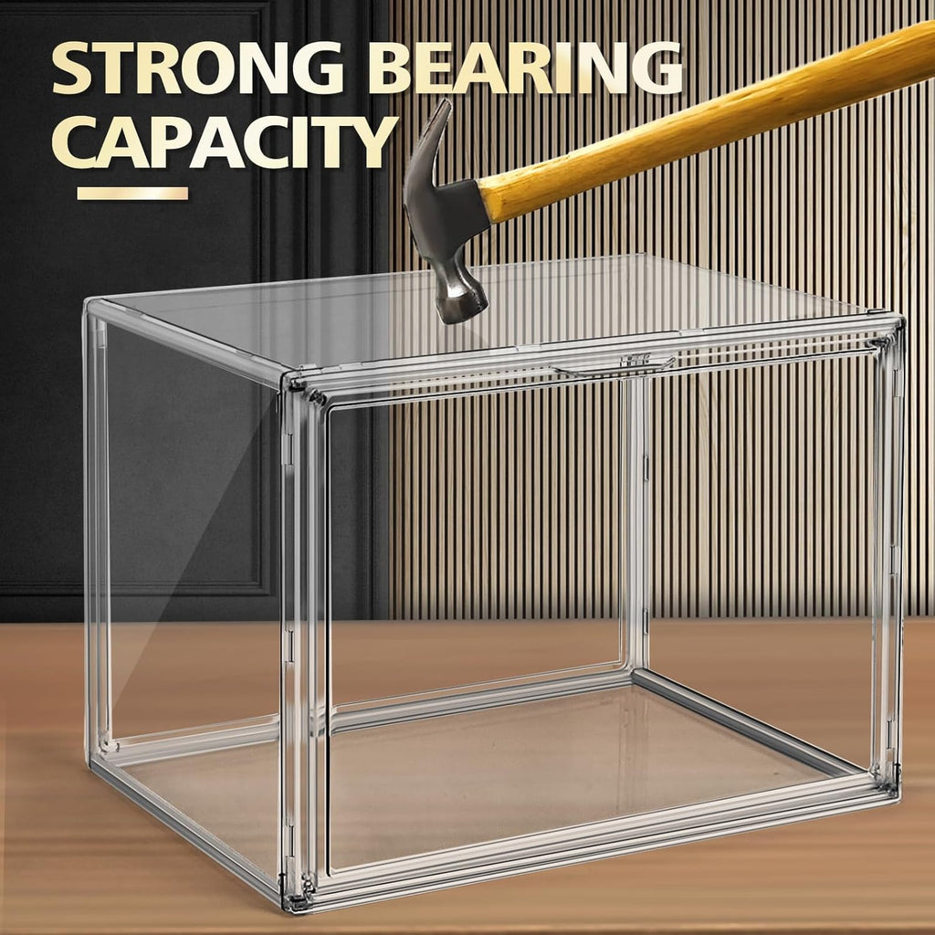 1Pack Clear Stackable Plastic Storage Bins with Magnetic Lid, X-Large Acrylic Display Cases for