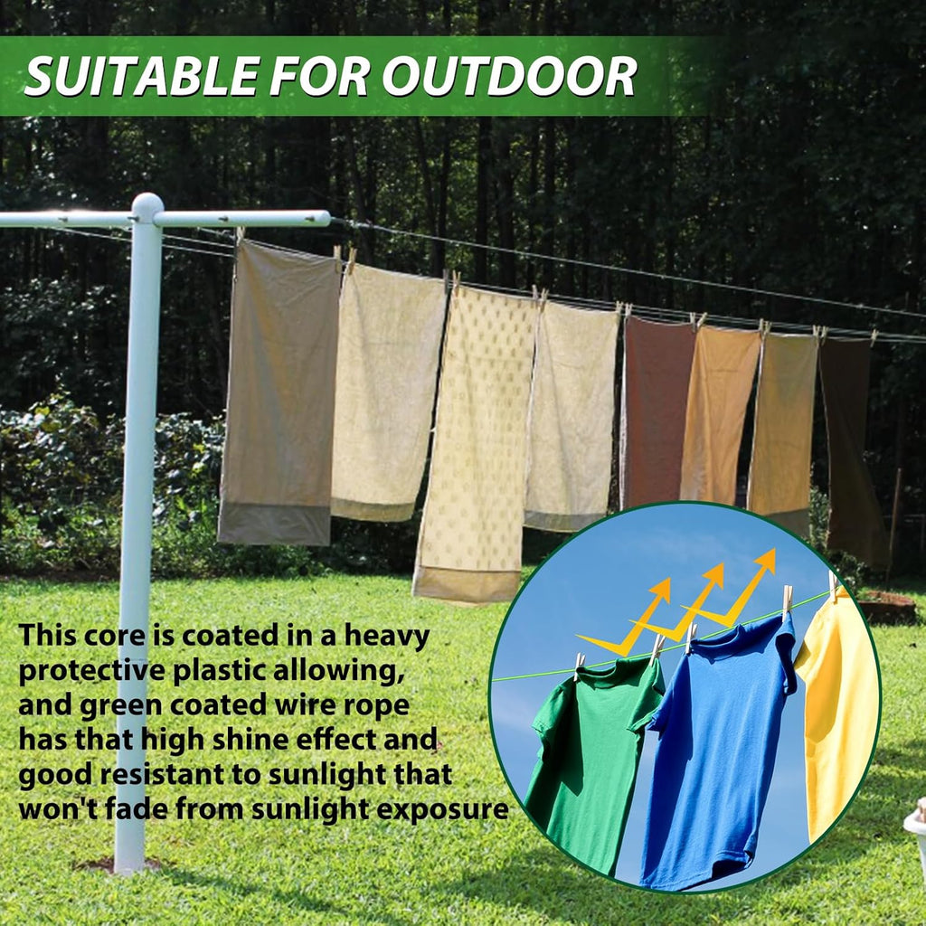3/16" Wire Rope, 100 Ft PVC Coated Wire Cable Metal Steel Cable Trellis Kit, Multi-use Clothes Line