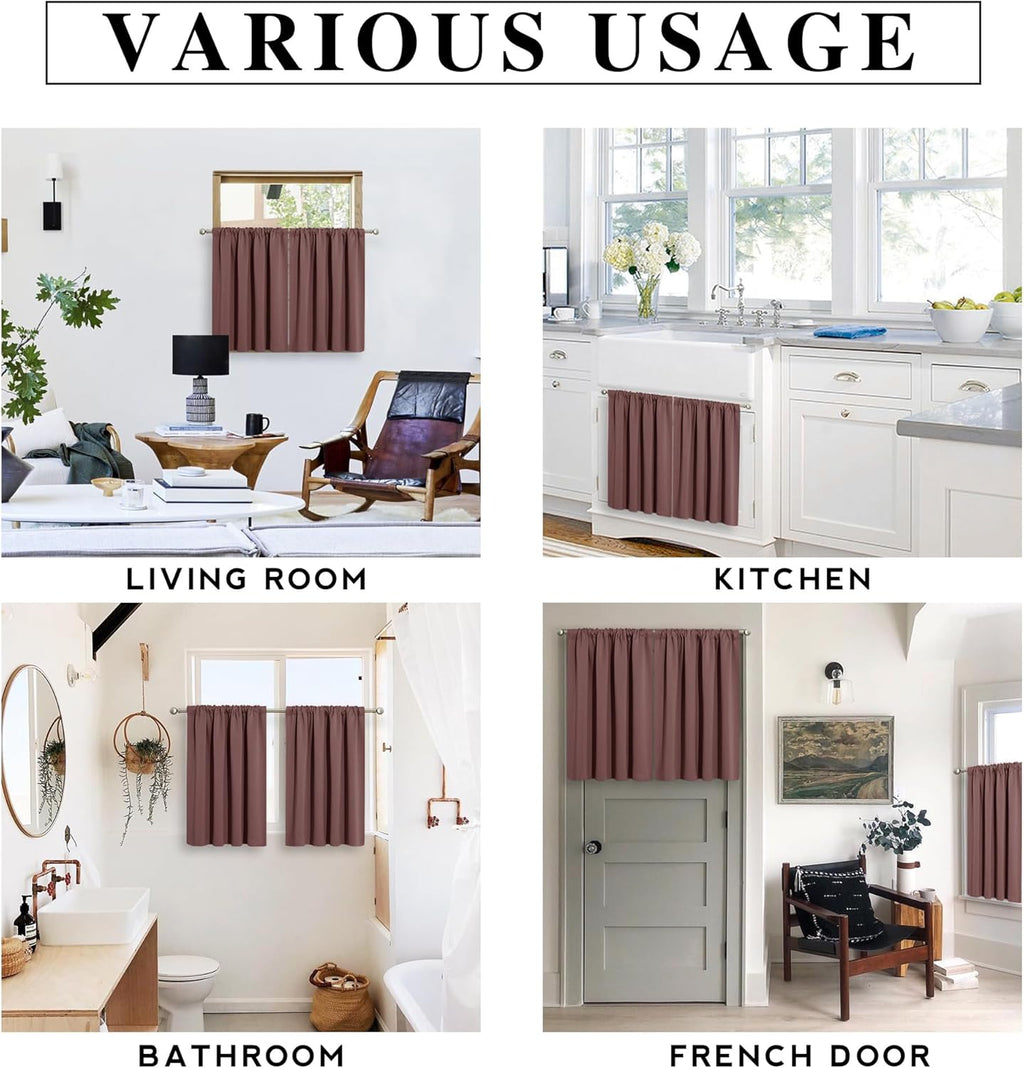 RYB HOME Small Curtains Blackout - Privacy Energy Efficiency Mini Curtains for Kids Bedroom RV