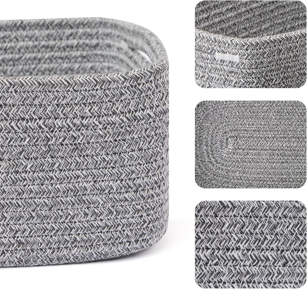 Small Storage Baskets for Organizing | Closet Organizer Bins | Shelf Toy Basket | Woven Rope
