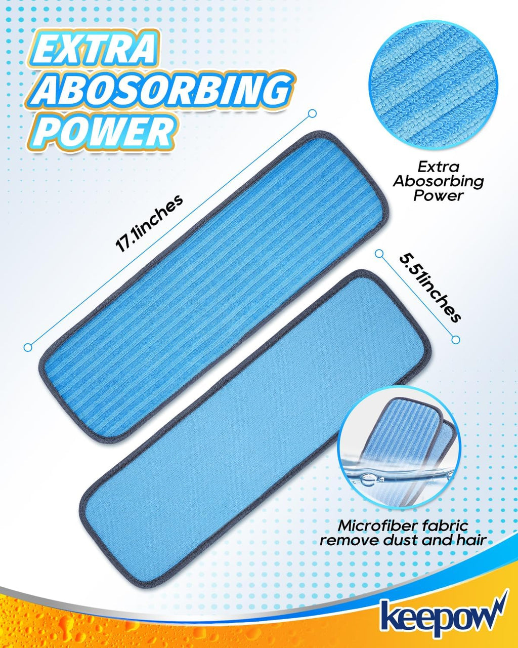 KEEPOW Reusable Microfiber Mop Pads Compatible with Wagner 905e, 915e and 925e Steamers, Reusable