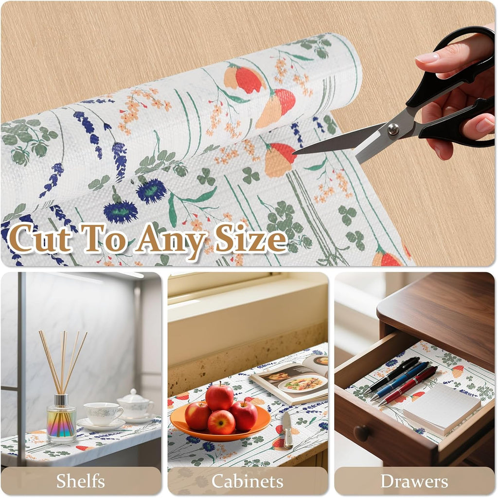 FINNEZ Shelf and Drawer Liner 12in x 10FT with Cutting Tool, Non Slip Non Adhesive Drawer Liners