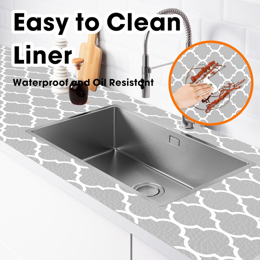 Shelf Liner for Kitchen Cabinets Non-Adhesive 12in X 10FT Cabinet Liners for Shelves Waterproof