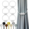 Hion Magnetic Curtain Tiebacks White 6 Pack, Curtain Tiebacks Buckles Holdbacks Holders Hooks Clip