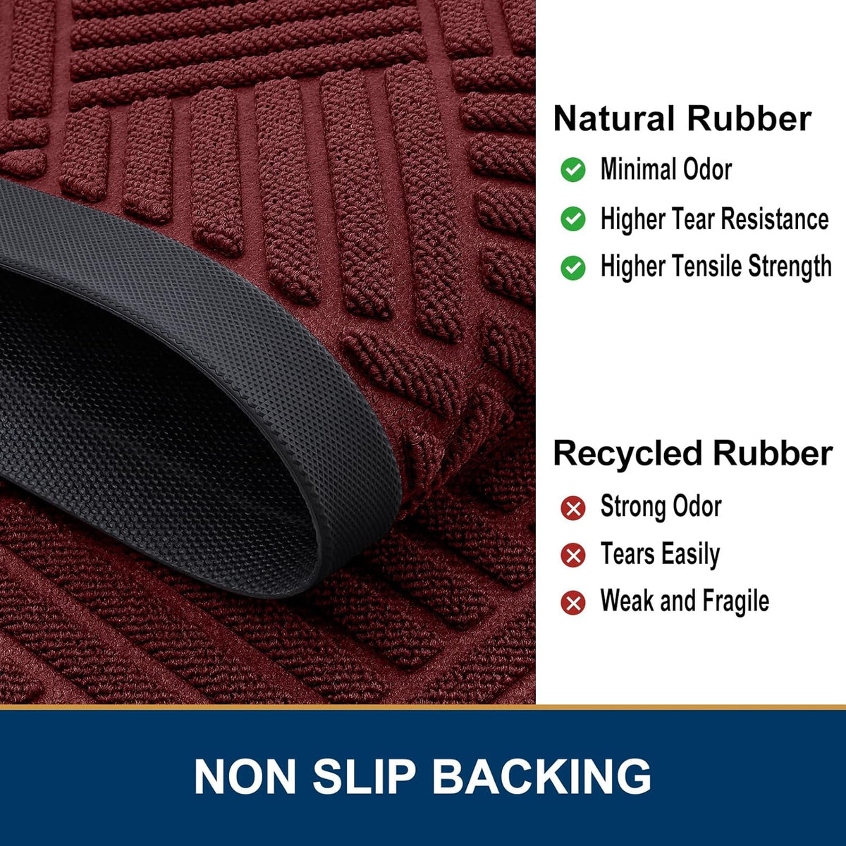 Smiry Half Circle Front Door Mat Outside Entrance,Heavy Duty Outdoor Indoor Natural Rubber