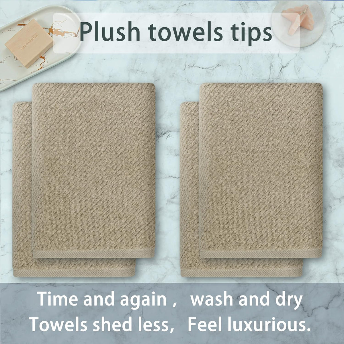 VOOVA & MOVAS Bath Towels Set of 4, Large 30" x 56" - 100% Cotton | Quick Dry | Light Weight |