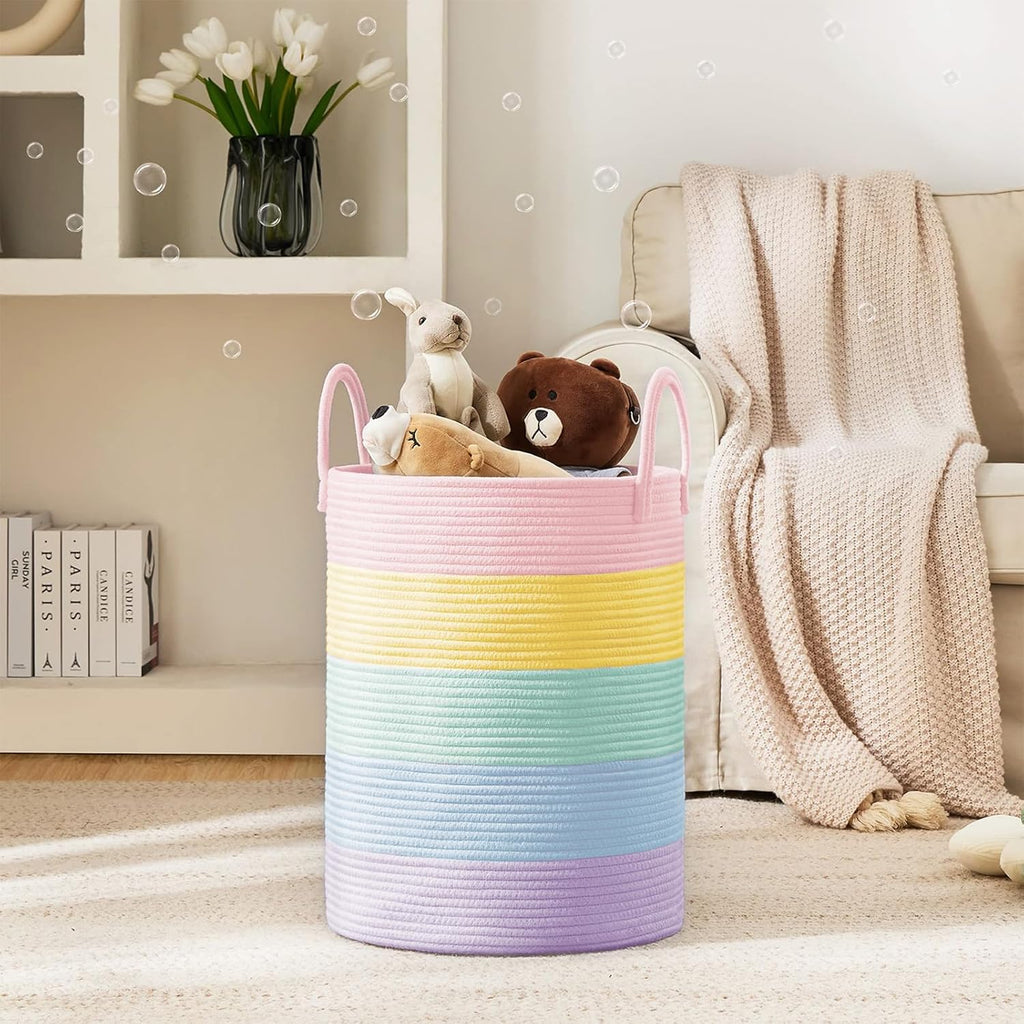 YOUDENOVA Laundry Hamper Basket, Woven 58L Tall Laundry Basket for Blanket Organizer- Clothes