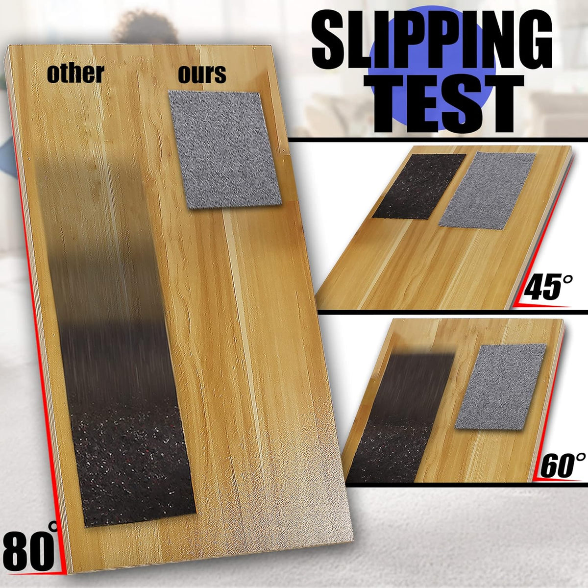 Non Slip Rug Pad Grippers - 5x7, 1/4" Thick, Felt + Rubber Double Layers Area Carpet Mat Tap