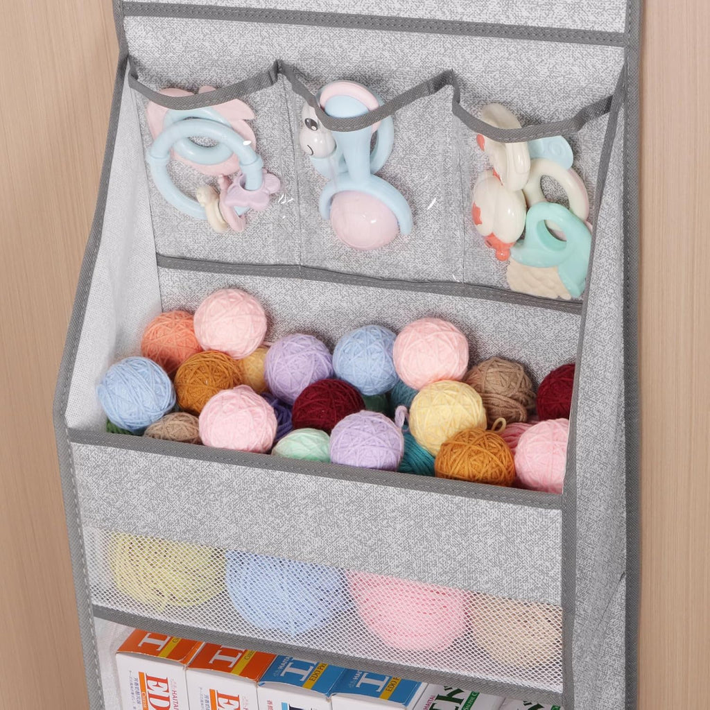 Univivi 6-Shelf Over Door Hanging Organizer Fabric Baby Door Storage with 5 Large Pockets and 3