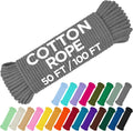 TECEUM Cotton Rope 3/16” (5 mm) – 100 FT – Strong All-Purpose Braided Rope – Natural Cotton – for