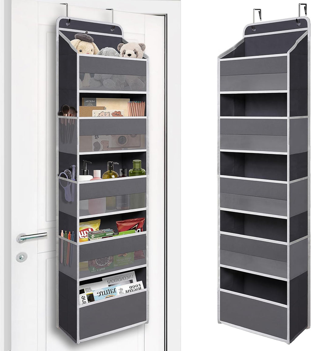 Over Door Organizer with 5 Large Pockets, Heavy Duty Hanging Organizer Storage, Closet Bathroom