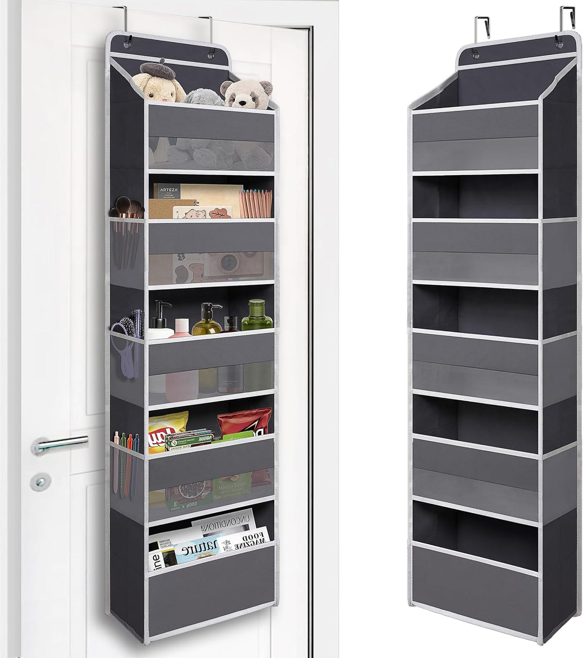 Over Door Organizer with 5 Large Pockets, Heavy Duty Hanging Organizer Storage, Closet Bathroom