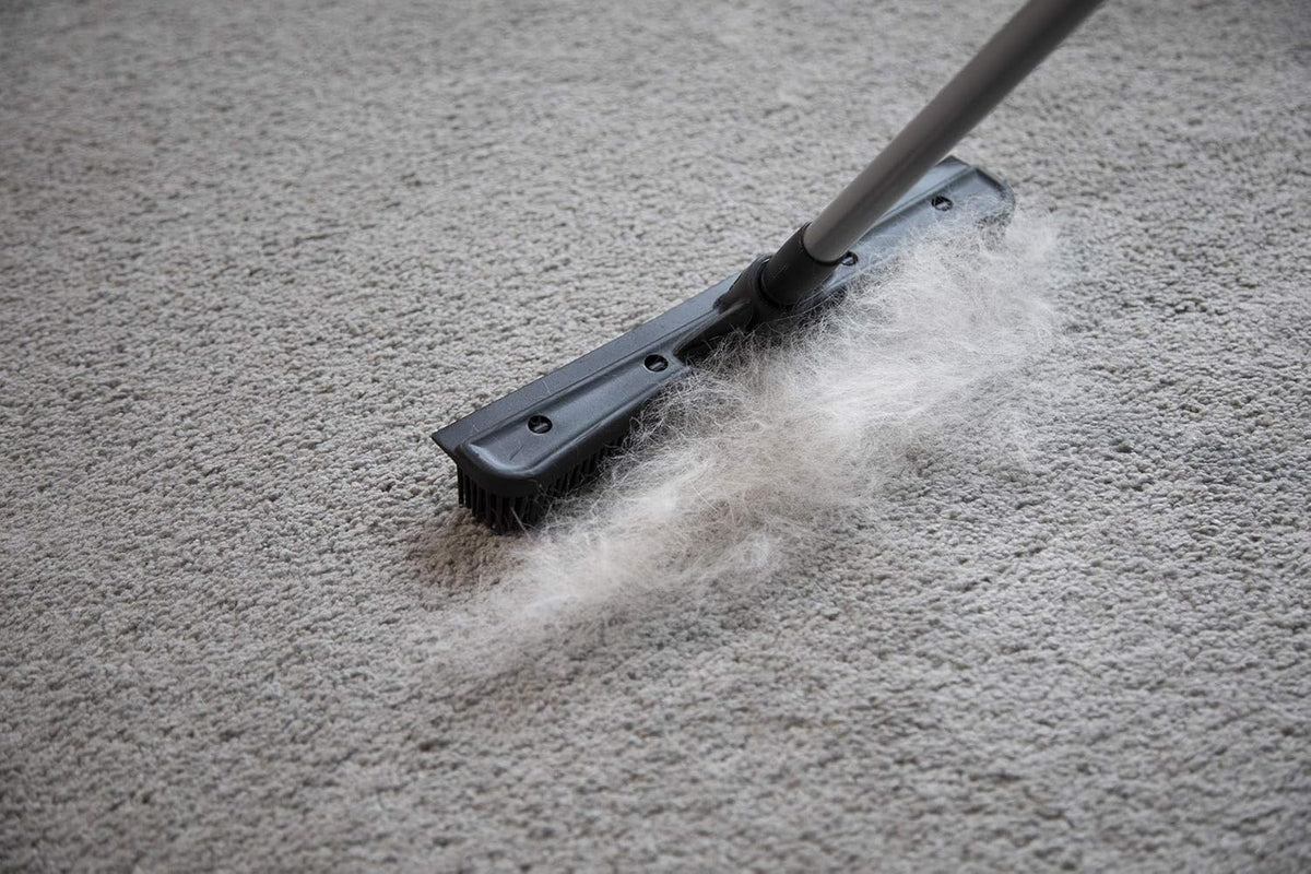 FURemover Compact Pet Hair Rubber Broom with Squeegee, with Handle That Telescopes up to 40" for