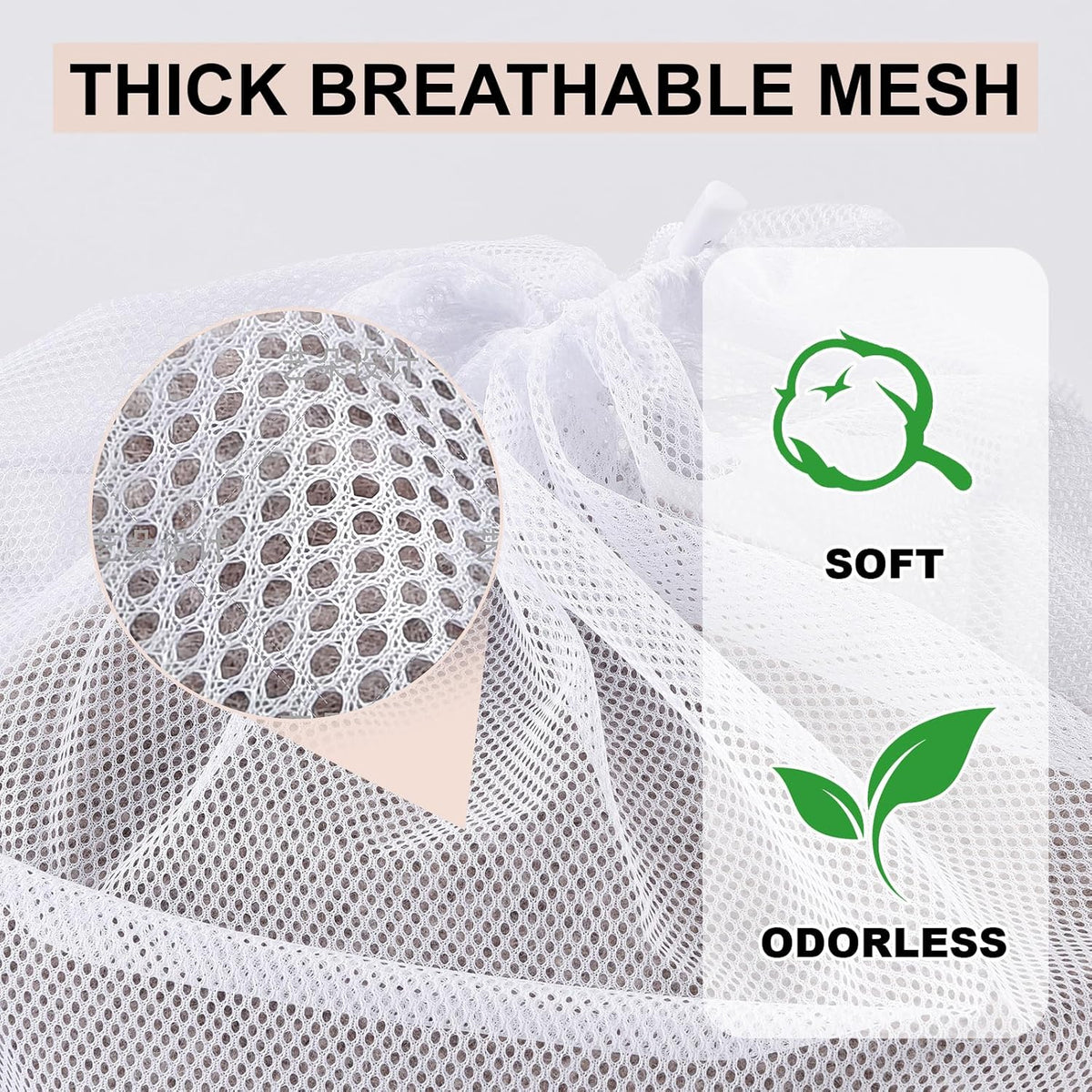 10-Pack Mesh Laundry Bags, 24 × 36 Inch Heavy-Duty Drawstring Mesh Bag Set (5 Black & 5 White)