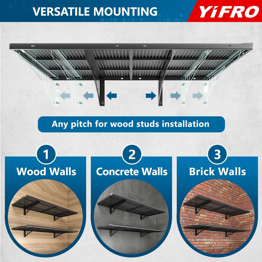 4-Pack 1.5x4ft Heavy Duty Garage Wall Shelving, 1000 lbs Load Capacity, Garage Shelving Wall