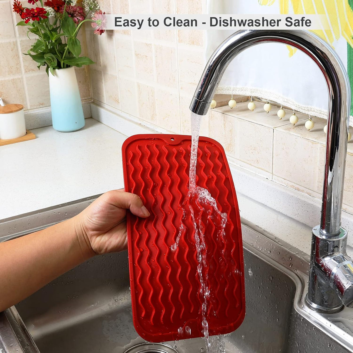 ZLR Silicone Dish Drying Mat for Kitchen Counter, Eco-Friendly Fast Dry Dish Mat, Easy Clean Multi