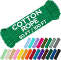 TECEUM Cotton Rope 3/16” (5 mm) – 50 FT – Strong All-Purpose Braided Rope – Natural Cotton – for