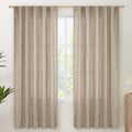 YoungsTex Dark Oatmeal Linen Curtains 72 Inches Long for Living Room, Semi Sheer Window Drapes