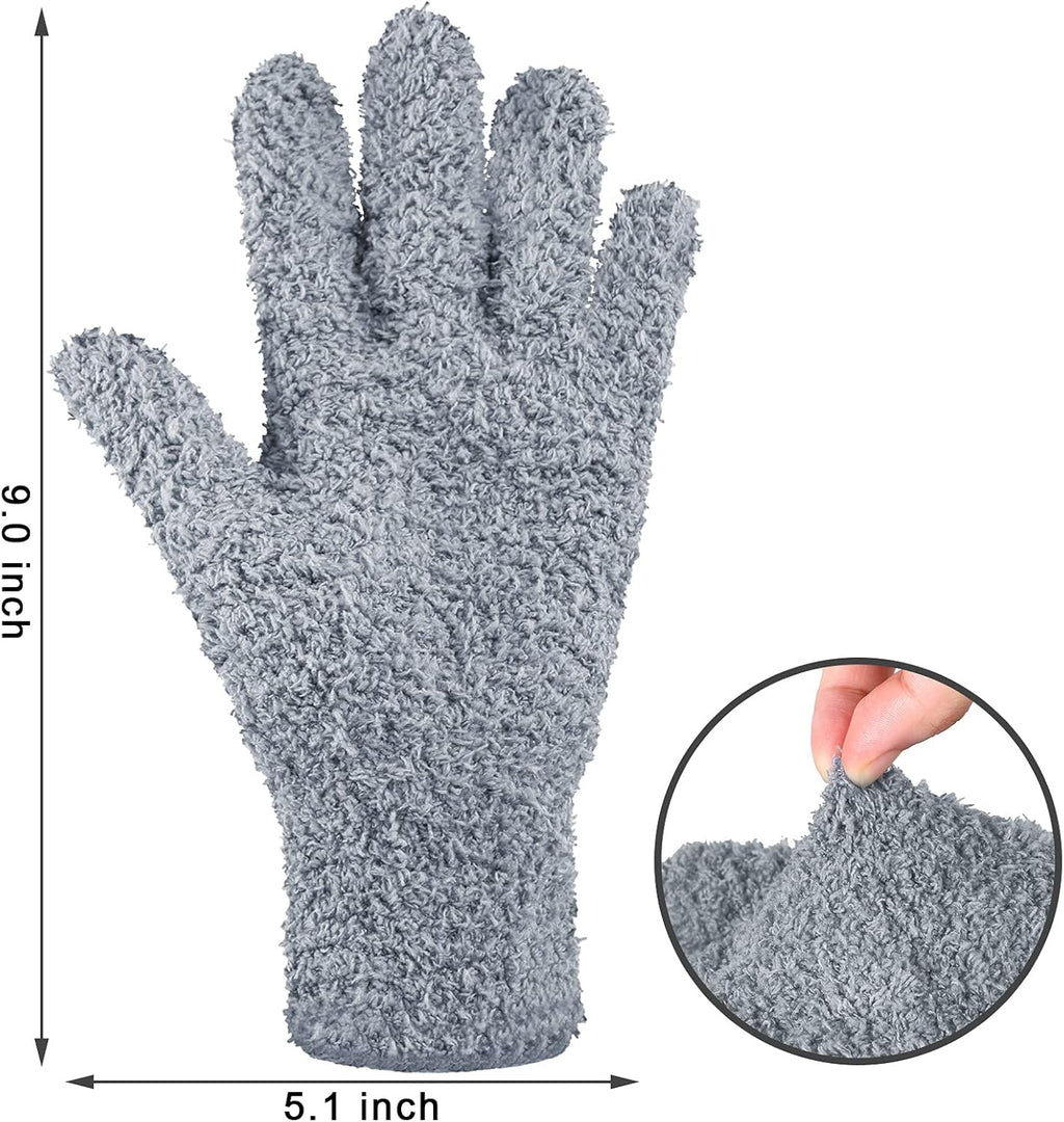 Bencailor 4 Pairs Microfiber Dusting Gloves Washable Reusable Cleaning Gloves Mittens for Plants