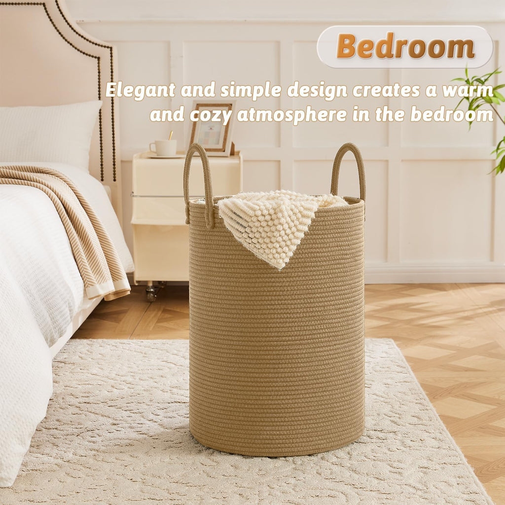 Laundry Basket,Woven Cotton Rope Laundry Hamper,40L for Decorative Storage of Dirty Clothes,Toys