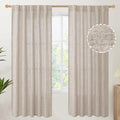 YoungsTex Natural Linen Semi Sheer Curtains 72 Inch Length 2 Panels for Living Room, Light