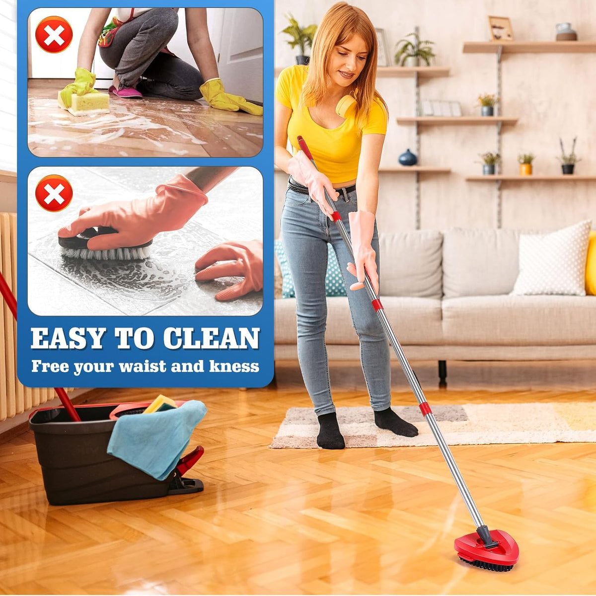 6 Pack Mop Replacement Heads Compatible with Oceda RinseClean 2-Tank System - Includes 2 Mop Scrub