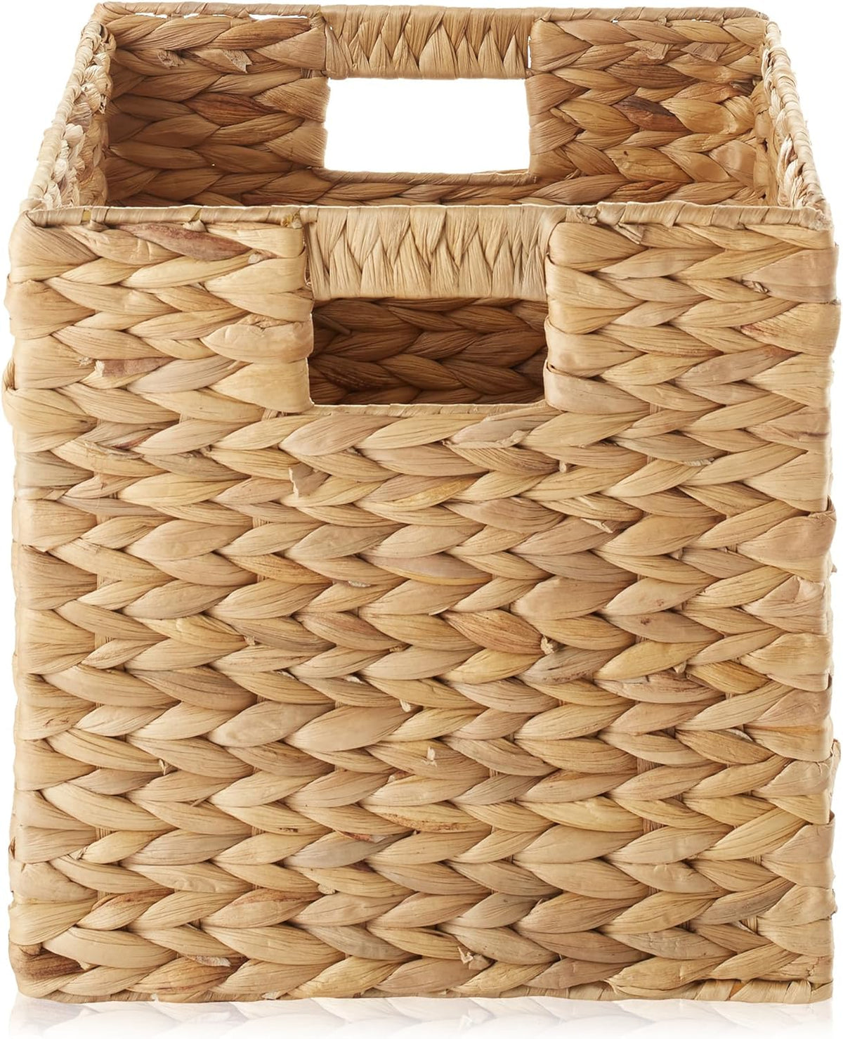 Casafield 10.5" x 10.5" Water Hyacinth Storage Baskets, Natural - Set of 4 Collapsible Cube