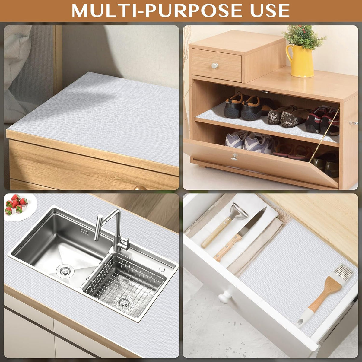 Non-Adhesive Shelf and Drawer Liner for Kitchen Cabinets, 12 in x 20FT Strong Non-Slip Cabinet