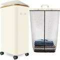 Laundry Hamper with Wheels,29 Gal (110L) Laundry Basket with lid Rolling Clothes Hamper Foldable