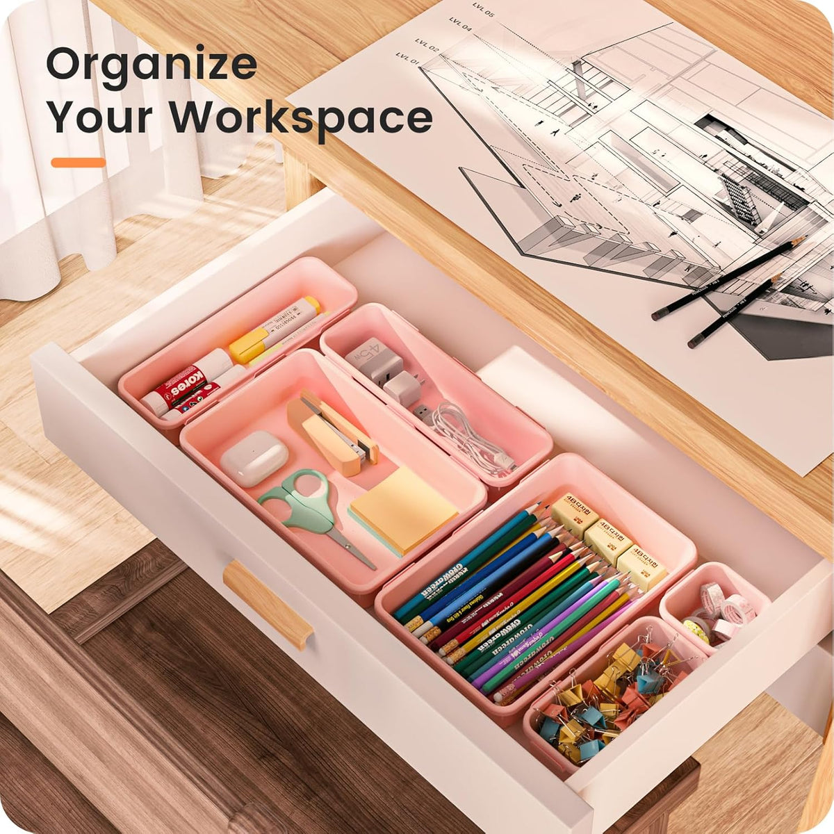A-LuGei 【28PCS】 Drawer Organizer, Bathroom Organizers and Storage, Makeup organizer, Desk drawer