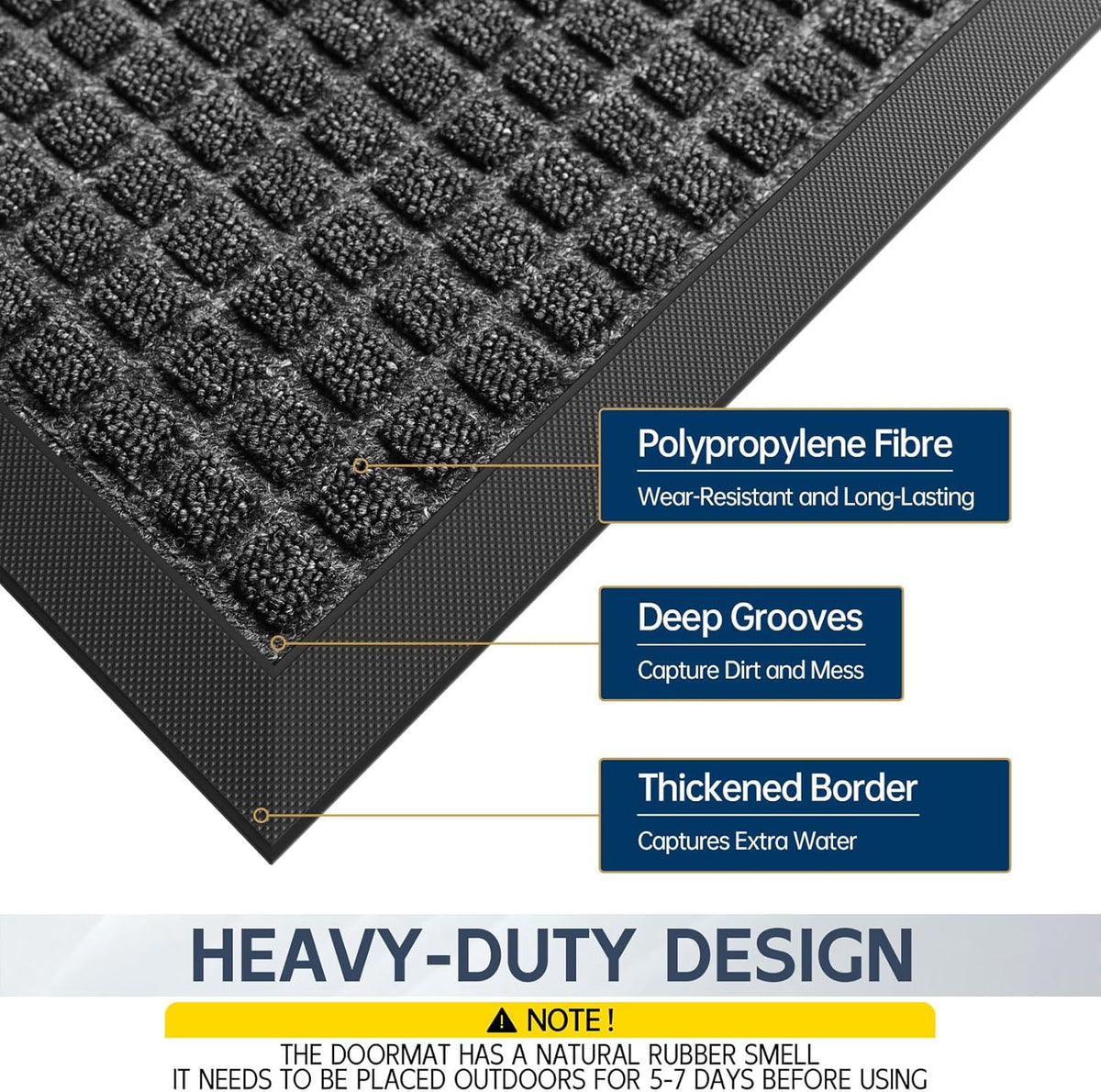 Indoor Outdoor Front Door Mats, 72" x 24" Rubber Backing Non Slip Durable Welcome Floor Mats for