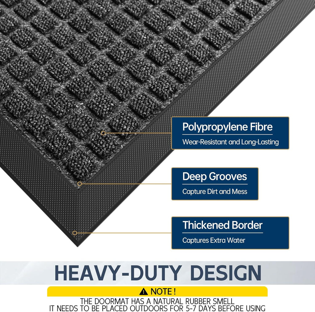 Indoor Outdoor Front Door Mats, 60" x 36" Rubber Backing Non Slip Durable Welcome Floor Mats for