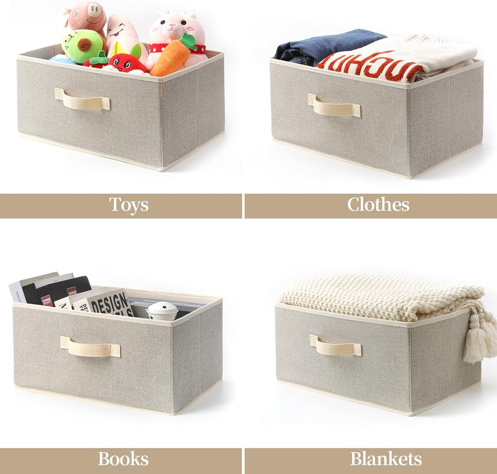 Storage Baskets, 15.7 Inch Woven Fabric Bins, Storage Cubes with Reinforced Handles, Organizer Bins