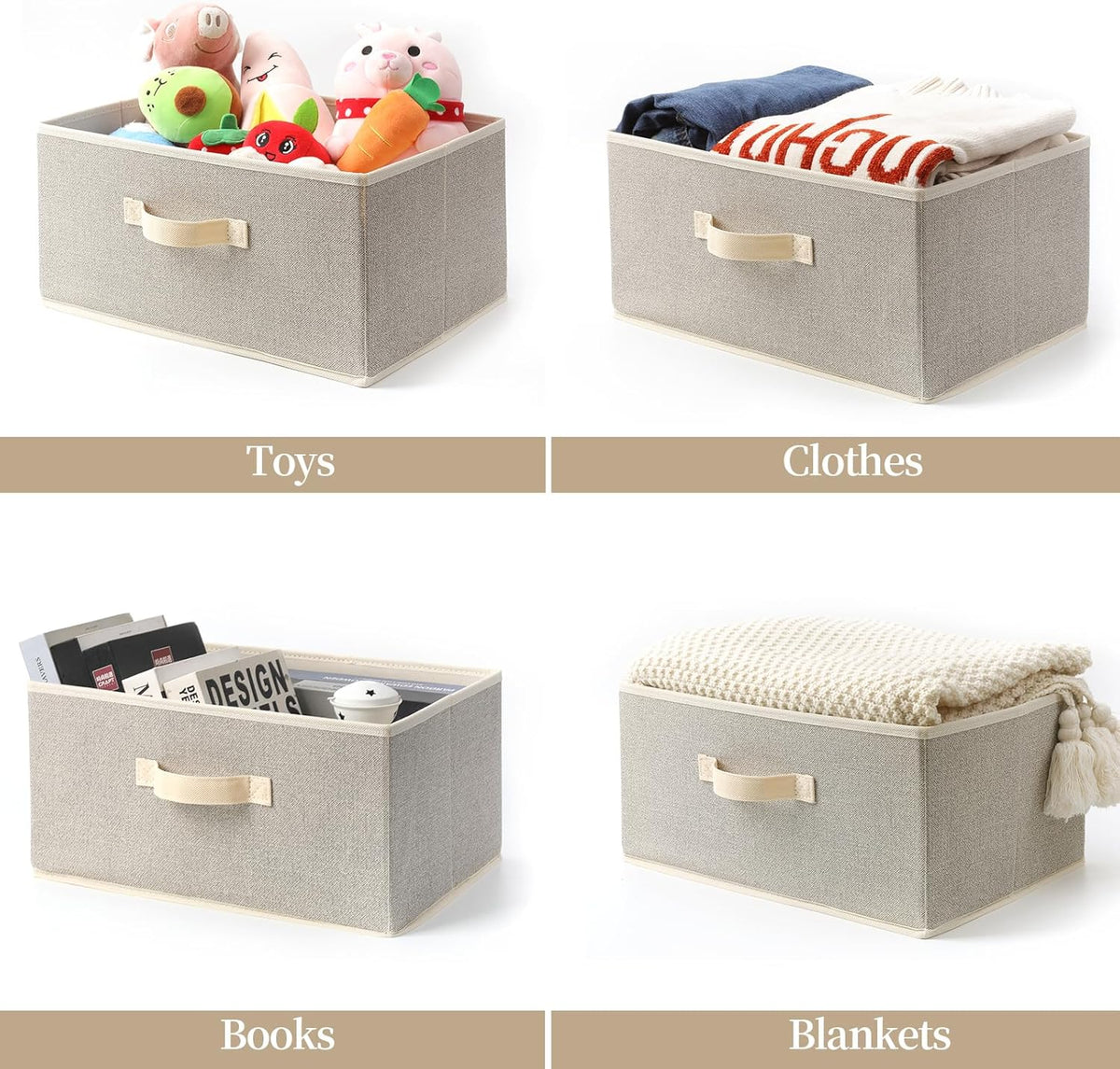 Storage Baskets, 15.7 Inch Woven Fabric Bins, Storage Cubes with Reinforced Handles, Organizer Bins