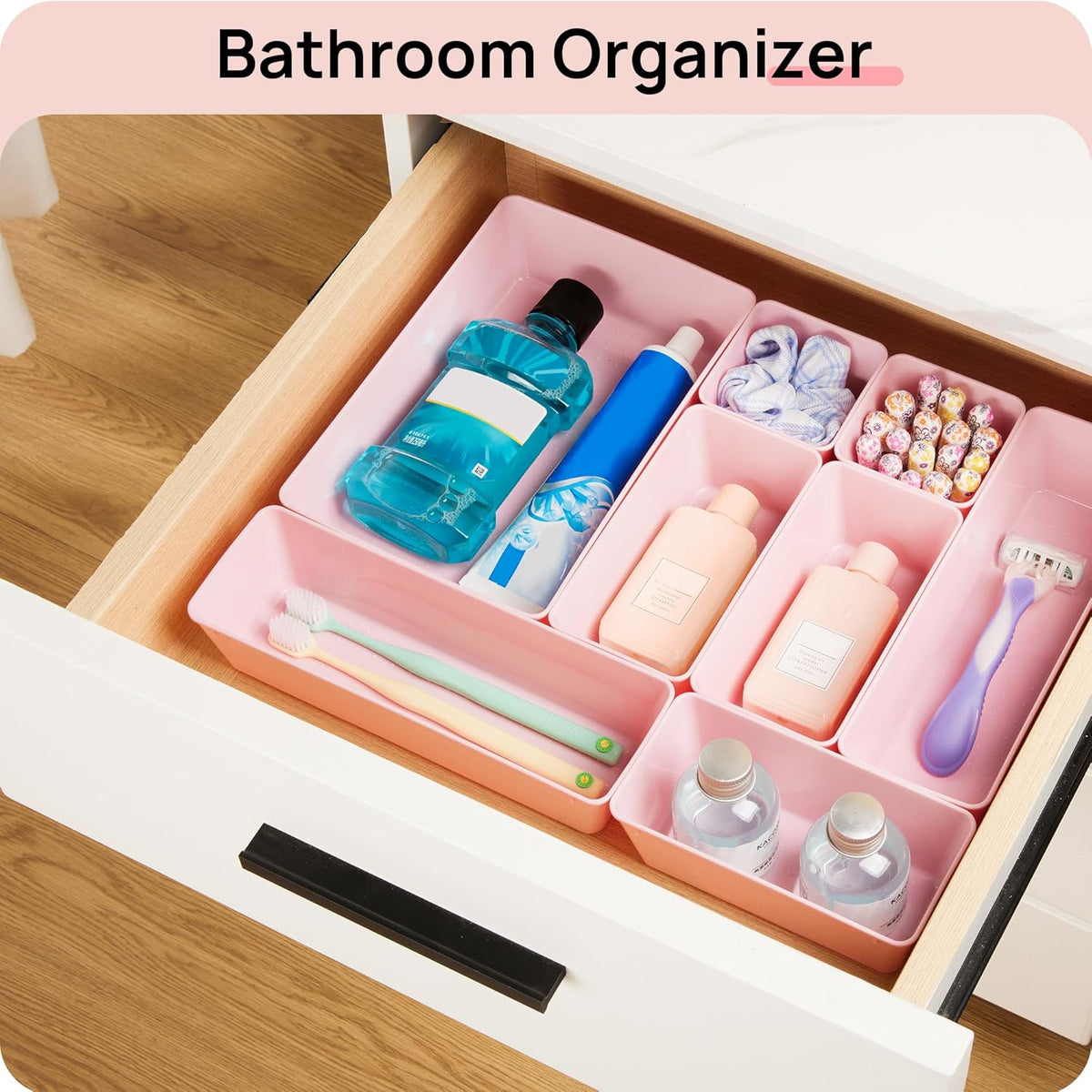Vtopmart 25 PCS Plastic Drawer Organizers Set, 4-Size Versatile Bathroom and Vanity Drawer