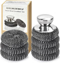 7PCS Steel Wool Scrubber Pads, Stainless Steel Scrubber Set with 1PCS Handle, Metal Scrubbers for