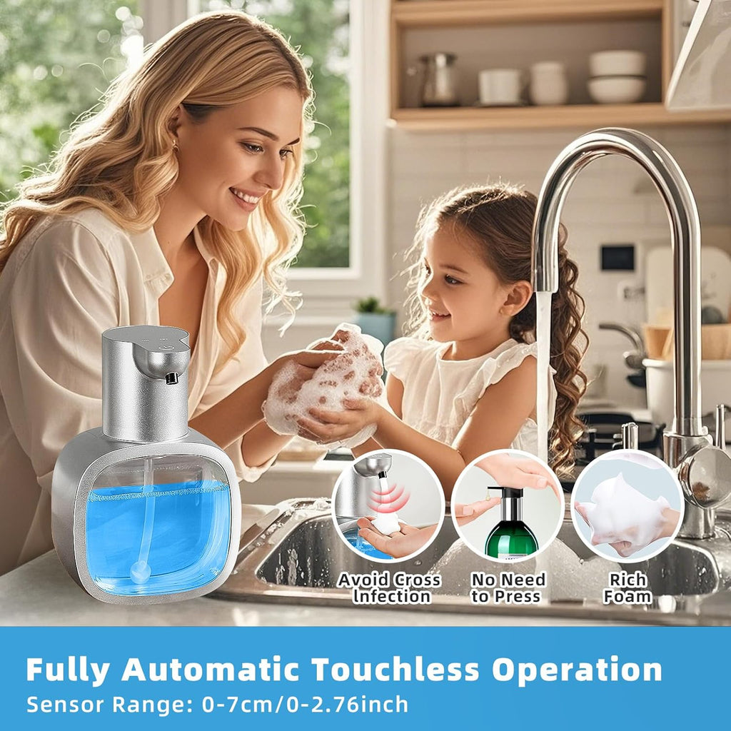 Automatic Foaming Soap Dispenser, 17oz/500ml Touchless Rechargeable with 4-Level Adjustable & IPX5