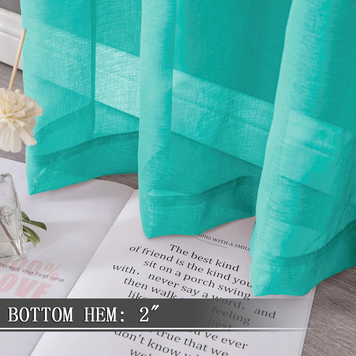 Tollpiz Short Sheer Curtain Living Room Linen Textured Curtains Sheer Light Filtering Voile Rod