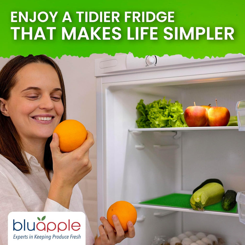 Bluapple FreshMats - Refrigerator Bin Liners, Fridge Drawer Mats - Keeps Produce Fresh Longer