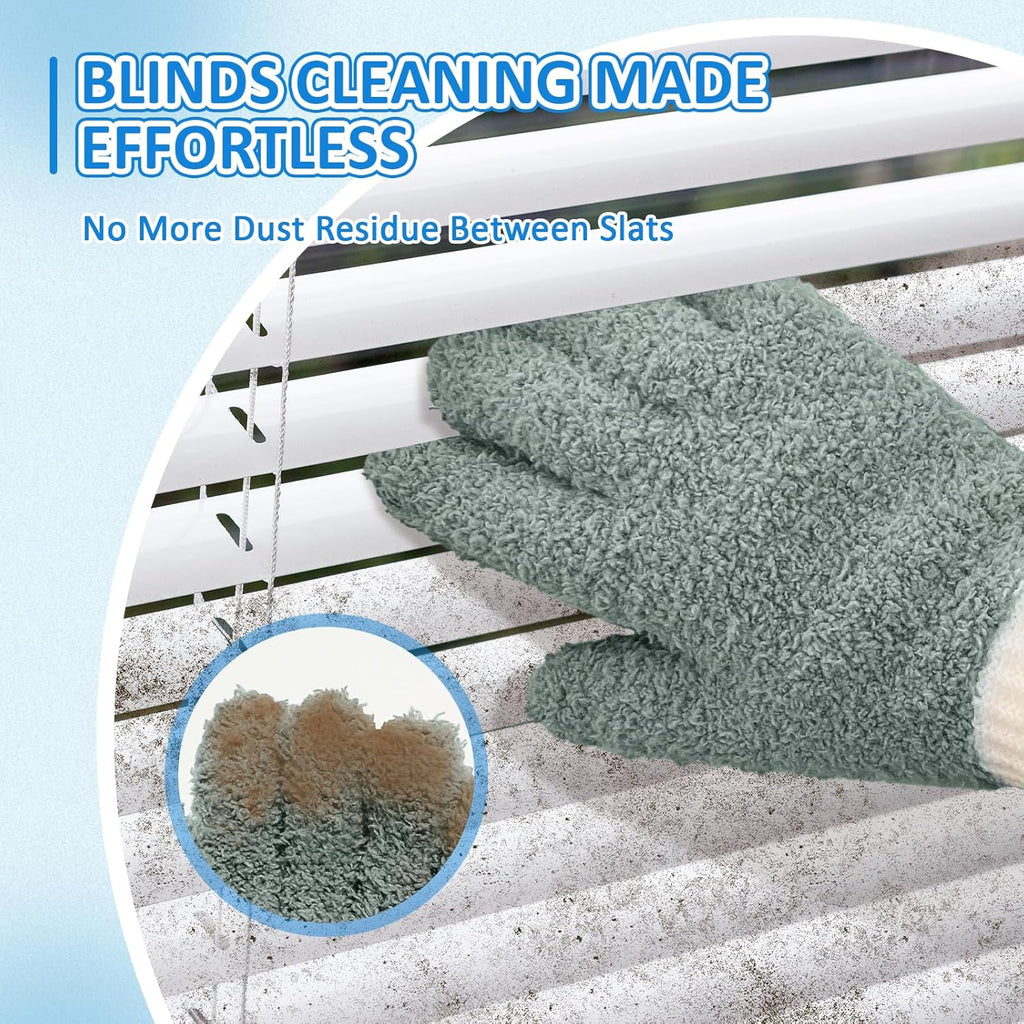 MIG4U 4 Pairs Microfiber Gloves - Dusting Gloves for House Cleaning - Washable Blind Cleaner Duster