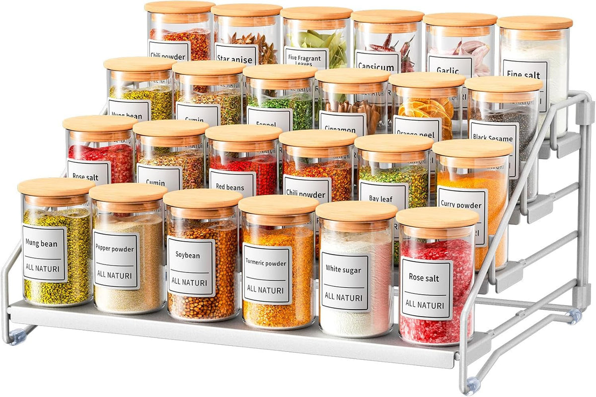 RCHYFEED 4 Tier Spice Rack Organizer, Spice Organization for Cabinet,Pantry, Countertop,Tiered