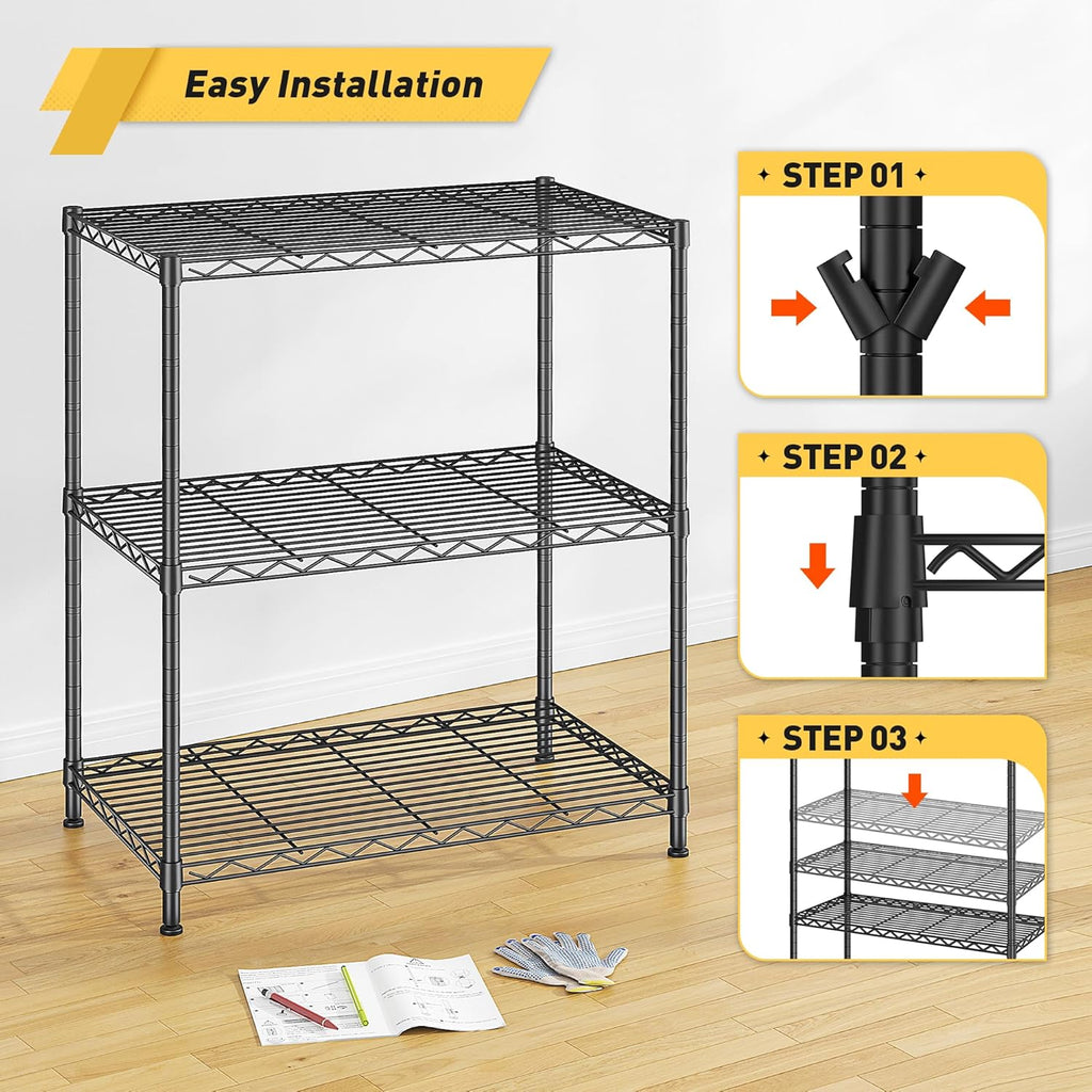 Storage Shelves Adjustable Wire Shelving Metal Wire Rack Shelving Unit Storage Shelf for Kitchen