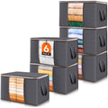 Lifewit 6 Pack Clothes Storage Bins with Lids, Foldable Blanket Storage Bags with Zippers, Clear