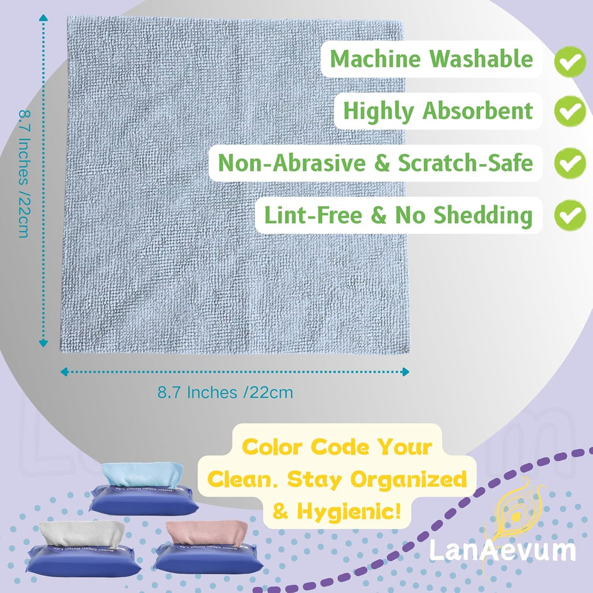 Microfiber Cleaning Cloths 60-Pack Microfiber Towels Pull-Out Packs 8.7x8.7 in, Lint Free, Streak