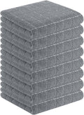 Homaxy 100% Cotton Terry Kitchen Towels(Grey, 13 x 28 inches), Checkered Designed, Soft and Super